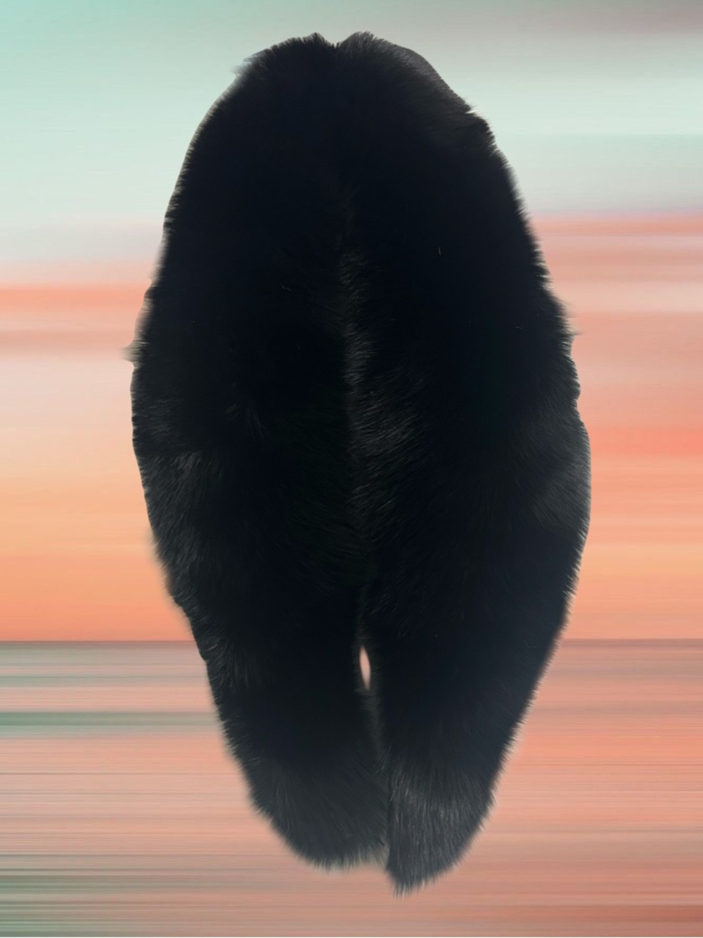 Black Fox Fur Stole – 115cm | Plush, Voluminous, Old-Hollywood Elegance